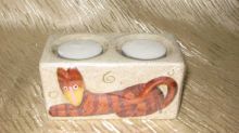 I2-34-Ceramic African Rectangle Tlight Tiger Left-Relax Candles